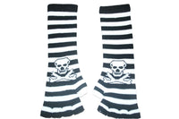 Black and White Skull Arm Length Fingerless Gloves