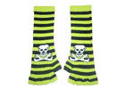 Black and Green Skull Arm Length Fingerless Gloves