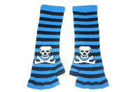 Black and Blue Skull Arm Length Fingerless Gloves